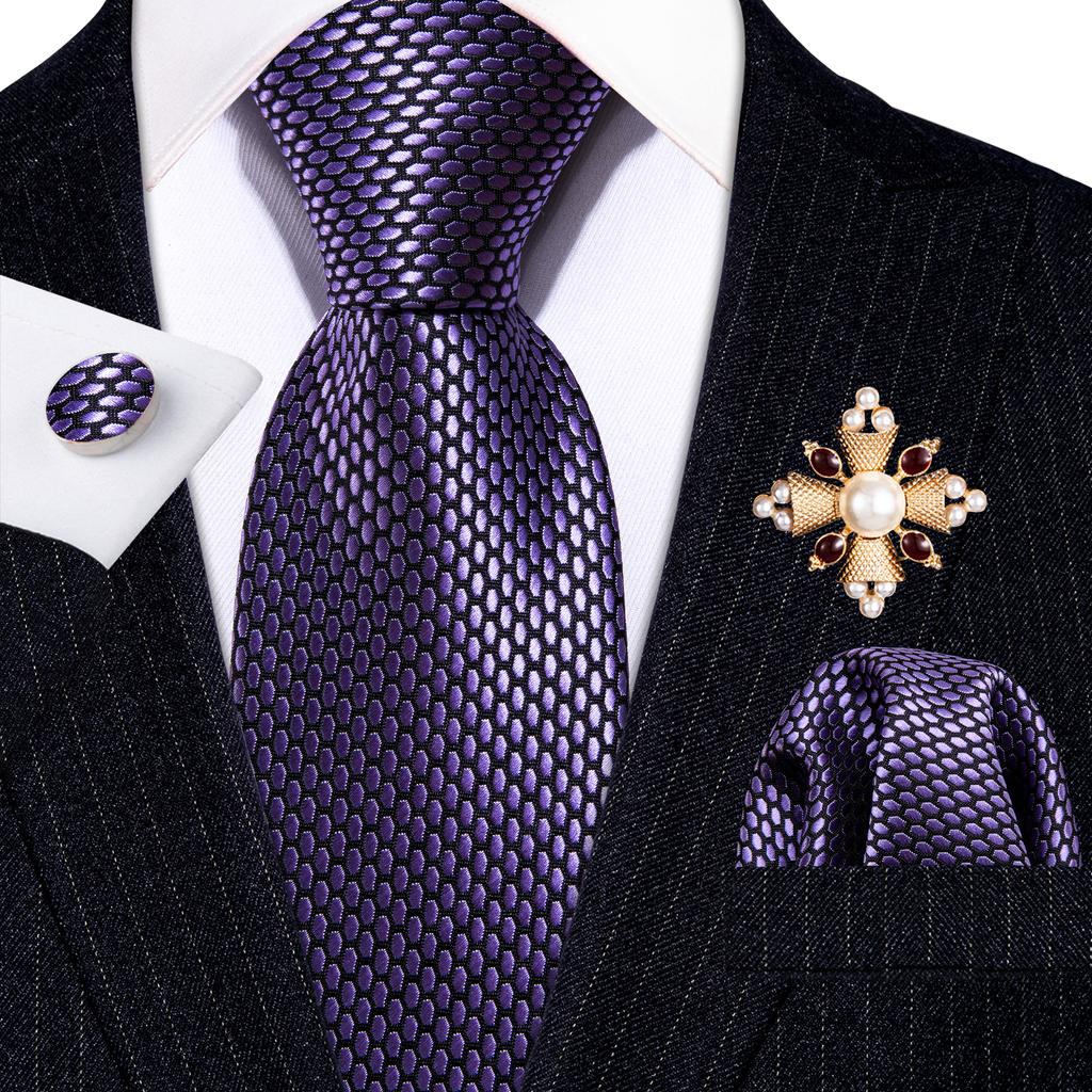Barry.Wang Pearl sagė su kaklaraiščiu vyrams Paisley gėlių šilko kaklaraištis Hanky rankogalių sąsagų rinkinys