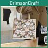 Stylish Unisex Pu Canvas Shoulder Bag For College Students With Cute Bear Patterns