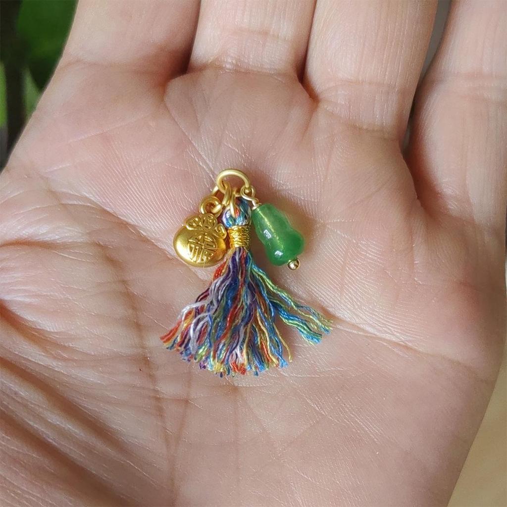 Jewelry Bracelet with Mini Wengwan Tassel, Hand-rubbed Cotton Thread, Handwoven with Small Drip Beads - DIY Necklace