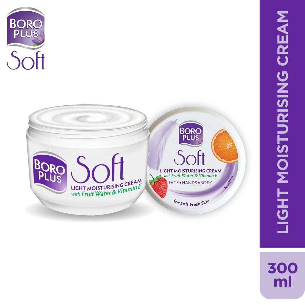 BoroPlus Soft Light Moisturising Cream 300 Ml Pack of 1 | 24 Hour Hydration for Face Hands Body