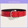Punk Rock Leather Belt With Metal Pin Buckle For Casual Street Style
