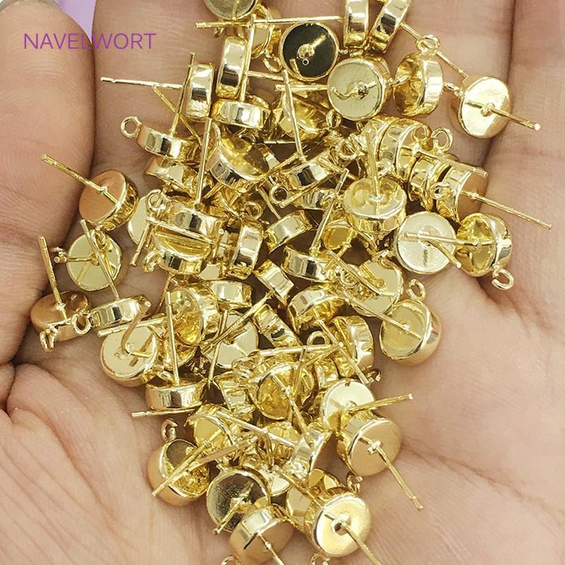 Supplies For DIY Earring Making,Brass Metal 14K Gold Plated Post Earring Fittings For Women Fashion Jewelry Making Components