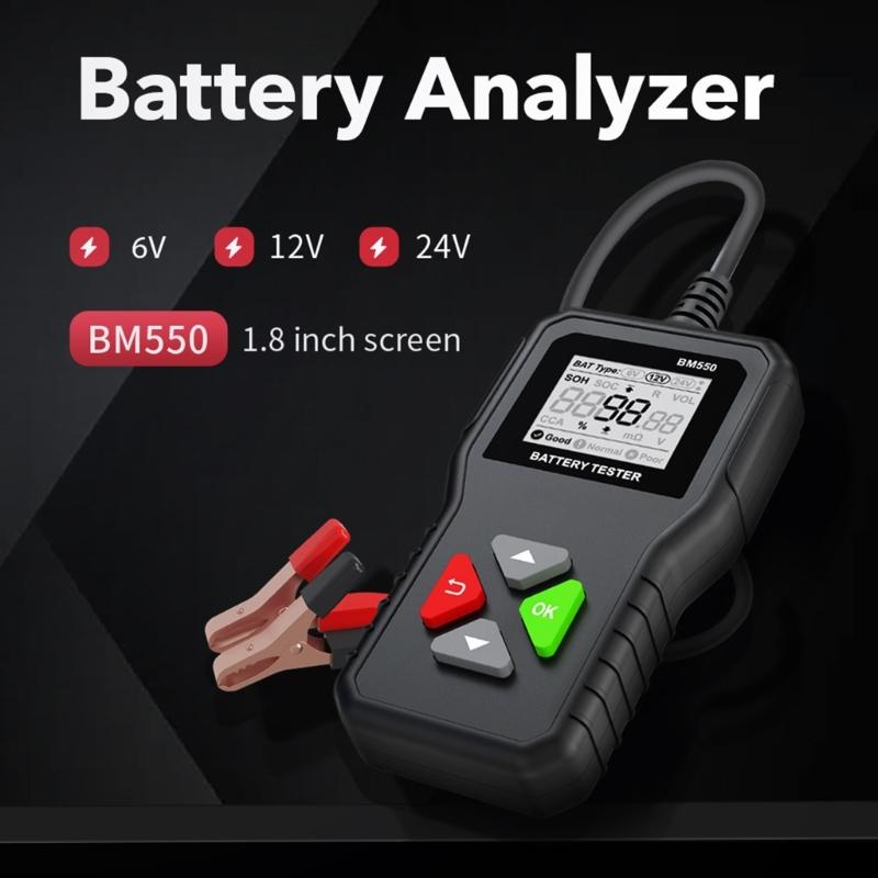 24V 6V 12V Battery Tester BM550 Test Analyzer Diagnostic Tool Detector Accessories Fit for Car Motorcycles Truck Trailer