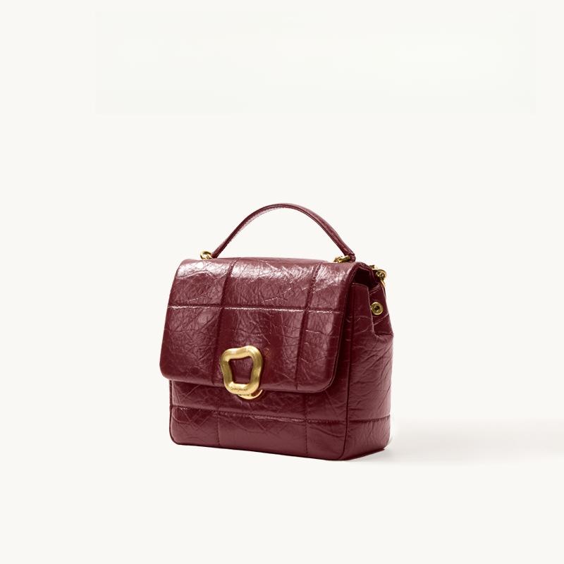 

Серия шоколадных сумок Wonton Замок Кожа первого слоя Цепочка Маленькая квадратная сумка