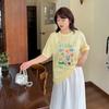 Large size age-reducing graffiti printing T-shirt summer new cool pullover versatile top 232528