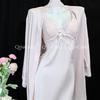 New acetate silk suspender nightgown women's 1011 spring and summer sexy pajamas with chest pads hollow nightgown thin summer