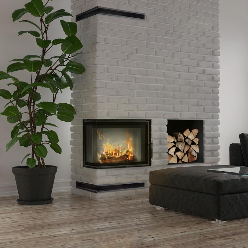 Steel Fireplace KRATKI LUCY SLIM Left 10 kW Ø 160 Black Thermotec