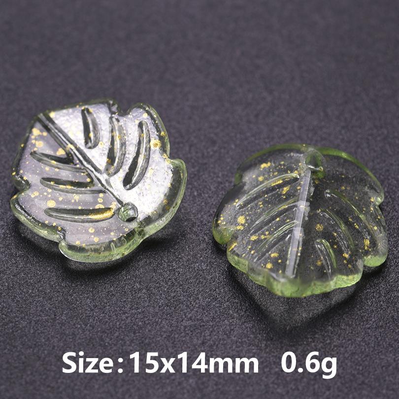 50pcs Mix Glass Shell Ginkgo Leaf Glans Dorsal Lobe Glass Charms For Jewelry Making Supplies Plant Accessories Handmade Pendant