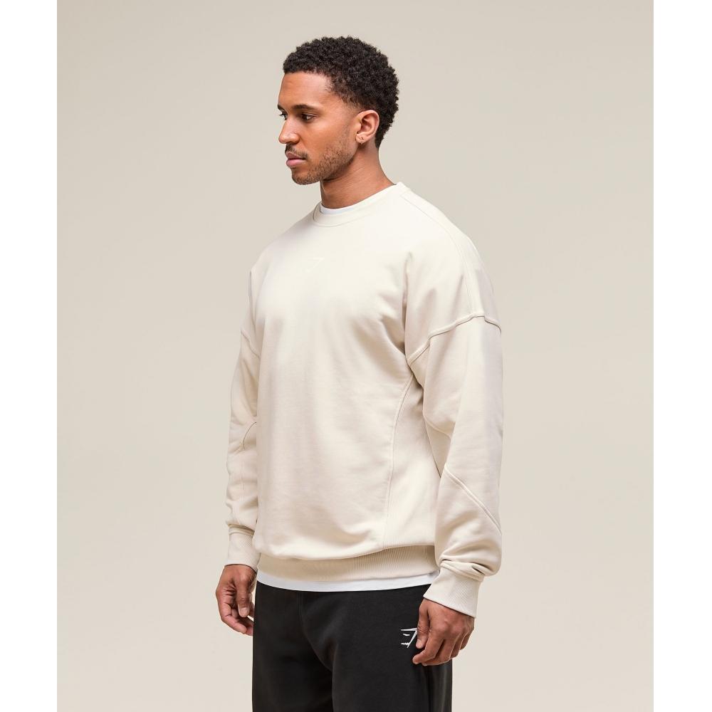 Gymshark Power Crew Ovesná bílá A2c9g Wc1v