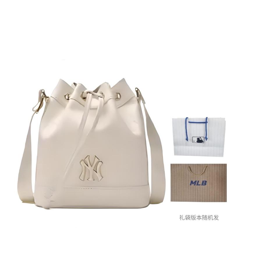 New MLB Blended Material Bucket Bags Crossbody Bag, Shoulder Bag Regular Women's White 7ACRMD65N-50CRM