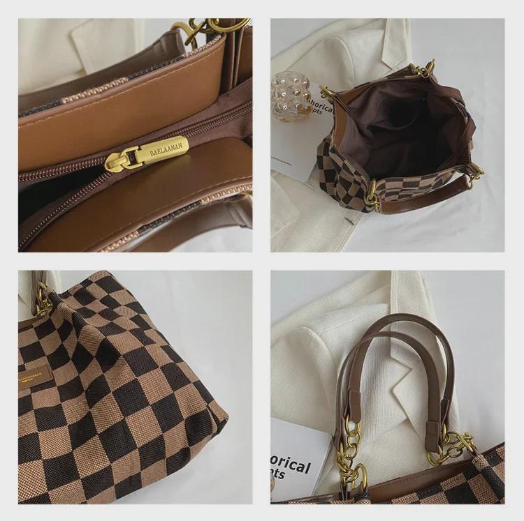 Women's Large-Capacity Leopard Print Tote Bag - 2023 Checkerboard Fashion Shoulder Bag