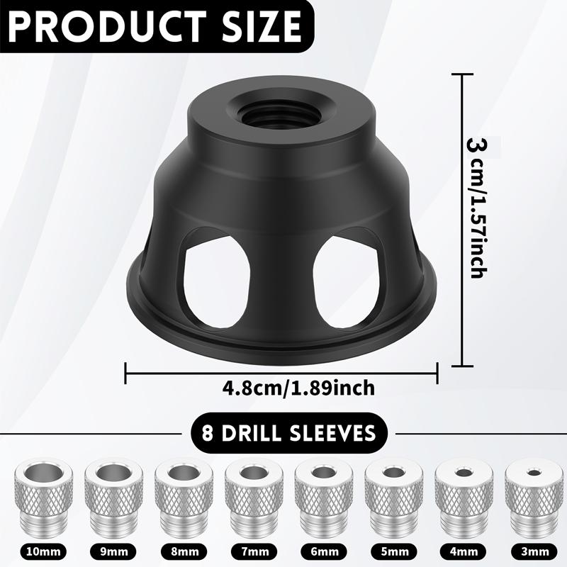 Vertical Drill Guide Doweling Jig 3-10mm 8 Drill Sleeves Aluminum Alloy Drill Positioning Pocket Hole Jig Hole Puncher for Carp