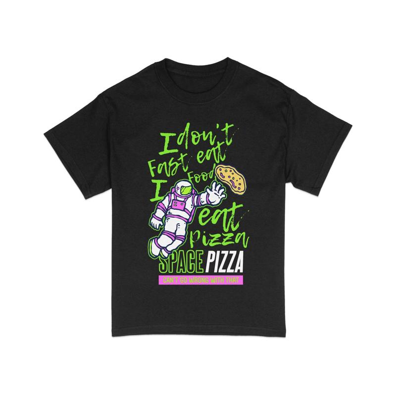 Funny Astronaut Pizza T Shirt Space Themed Casual Quirky Lover Idea Foodie Apparel