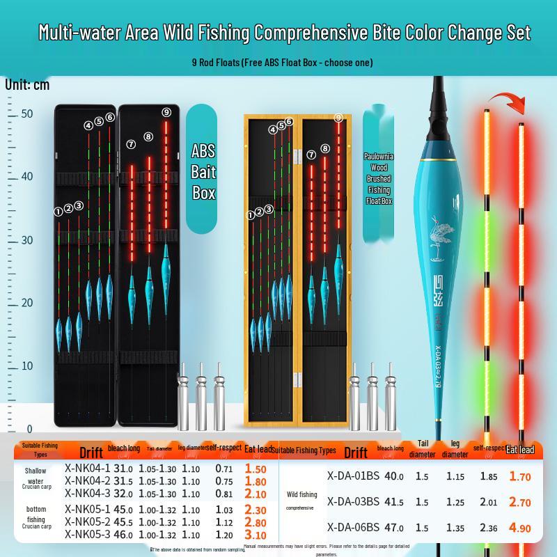 High-Sensitivity Nano Fishing Float Set with Box - Eye-Catching Thickened Crucian Carp Floats
