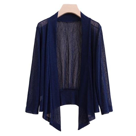 Women Coat Solid Color Cardigan Blouse Casual Loose Quick Dry Long Sleeve Quick Dry Thin See-through Open Stitch Sunscreen AC Warm Jacket