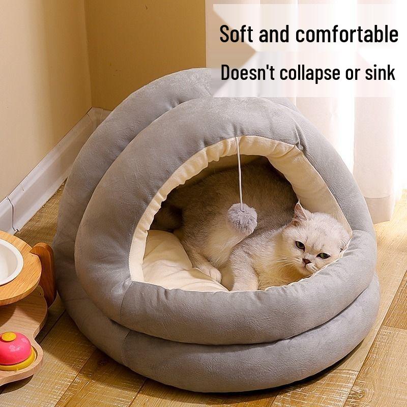 Pat cald pentru pisici pentru toate anotimpurile: Casă detașabilă, lavabilă, semi-închisă