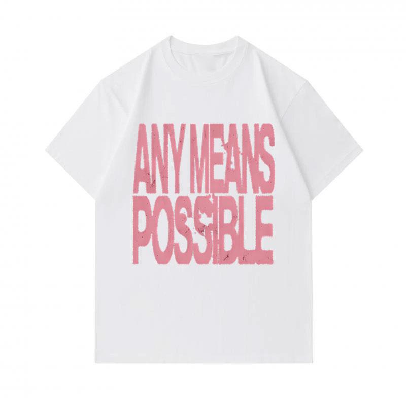Men's 100% Cotton Crew Neck Short Sleeve T-Shirt, Casual Any Means Possible Letter Print Soft Breathable Lightweight Daily Wear Tee for Casual Outdoor