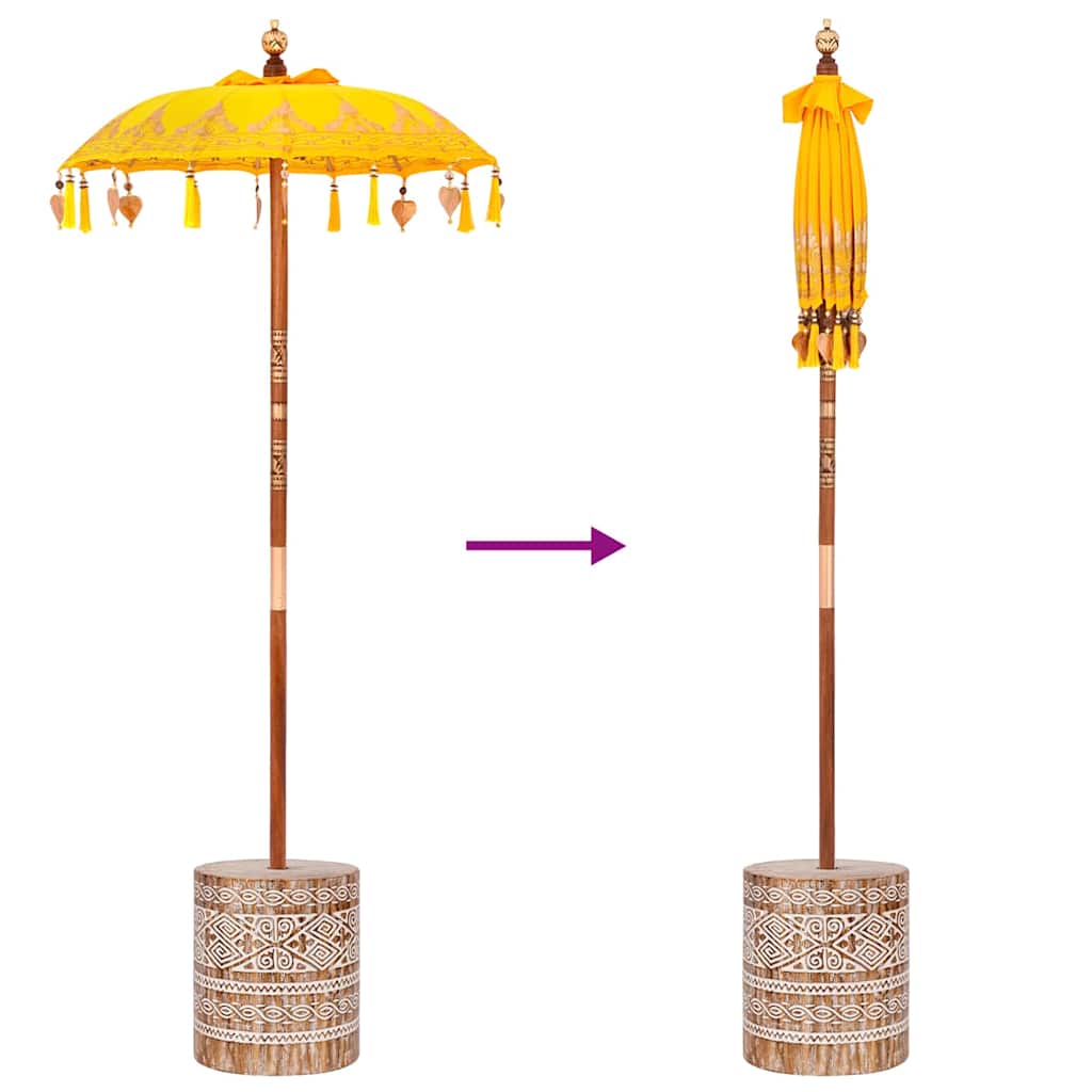 Balinese Sun Umbrella with Base Yellow 95 X 95 X 260 Cm