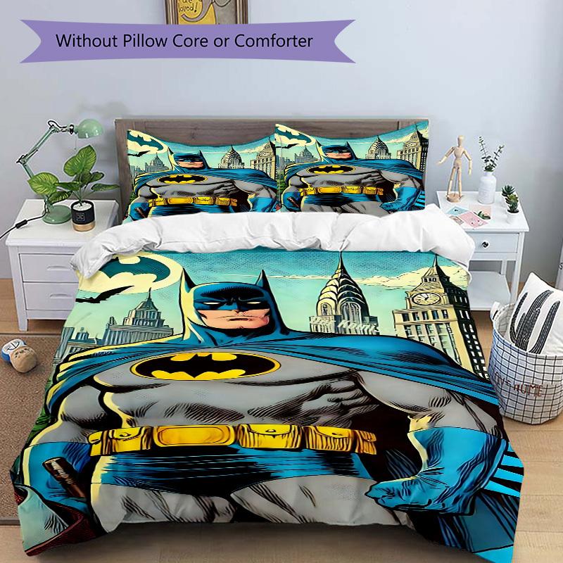 3pcs Batman Duvet Cover Set, 1 Duvet Cover + 2 Pillowcases (No Insert), High-Definition Print for All Seasons,Durable Yy251103004