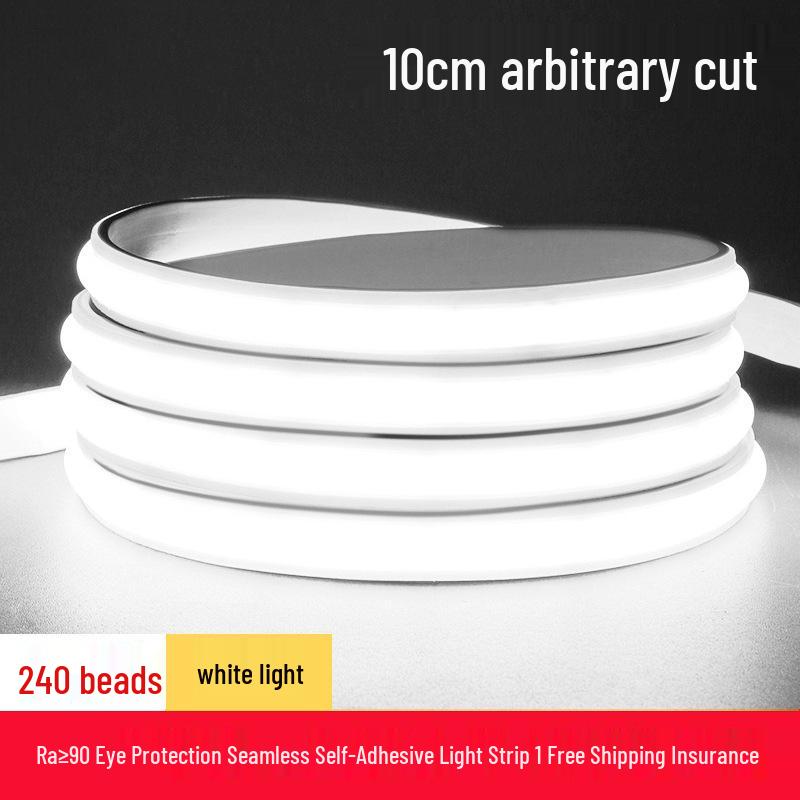 High Voltage 220V COB LED Strip Light: Super Bright, Waterproof, Self-Adhesive, Silicone-Coated for Home & Outdoor Use