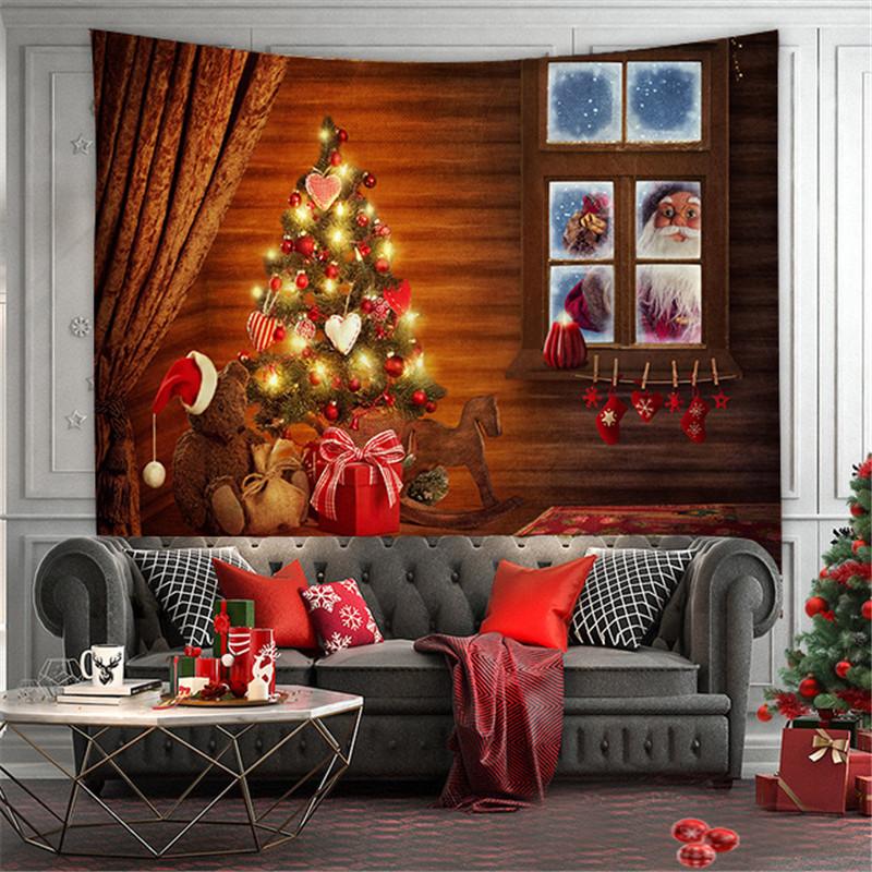 Home Decor Christmas Tapestry Wall Hanging Boho Kawaii Santa Tapestry Living Room Aesthetic