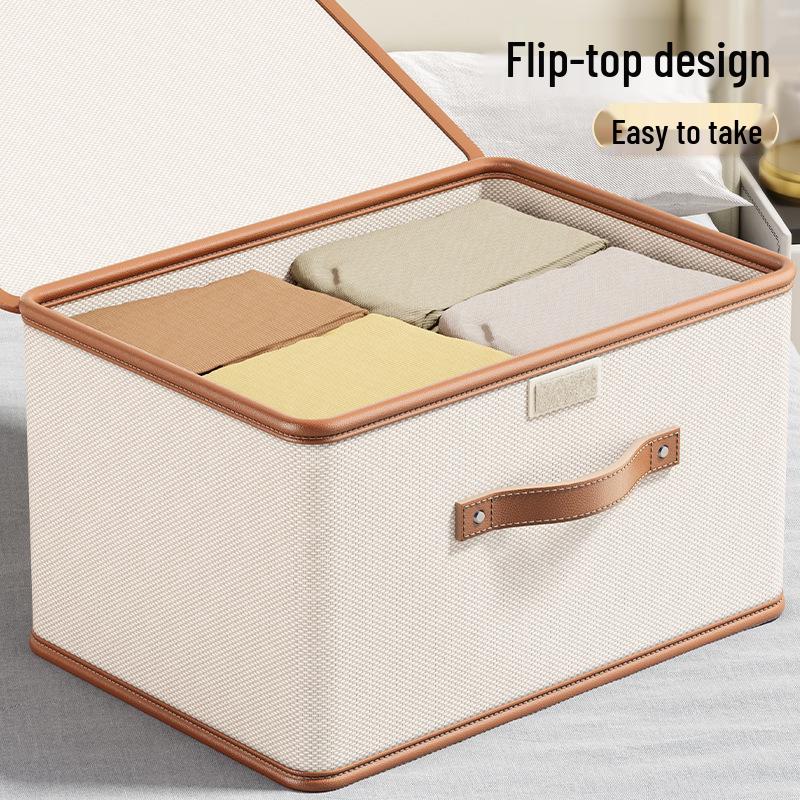 Oxford Cloth Large Flip-Top Storage Box with Lid for Clothes and Household Organizing