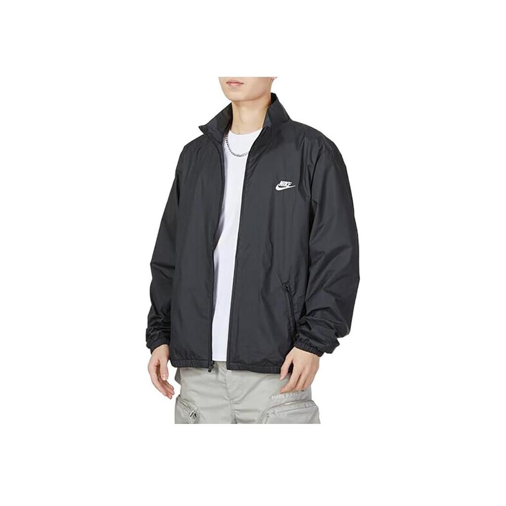 Nike Alphabet Logo Print Stand Collar Sport Casual Jacket Men Jackets Black DX0673-010