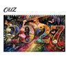 New Year Gift for Artists 2027 DIY Faux Diamond Art Hanging Calendar, Rhinestone Painting Illustration Seasonal Craft Enthusiasts Theme Spiral