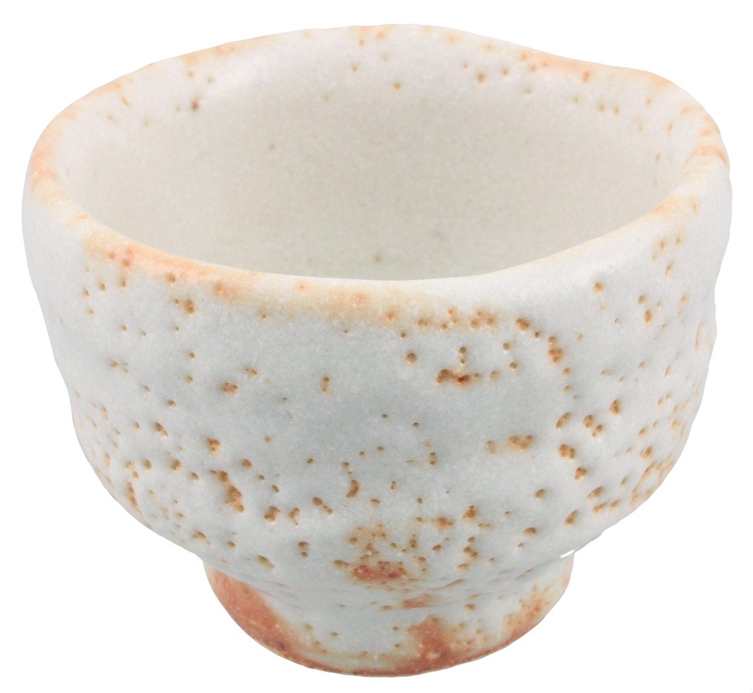

Mino ware, Miyayama kiln, ceramic sake cup, large, Shino style, made in Japan, 113-0028