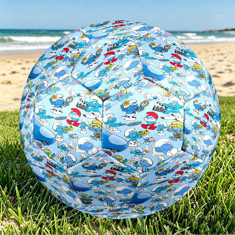 Blue Smurfs Print Size 5 Soccer Ball, PU Wear Resistant Football for Match Training and Daily Practice, Birthday Gift for Soccer Fans