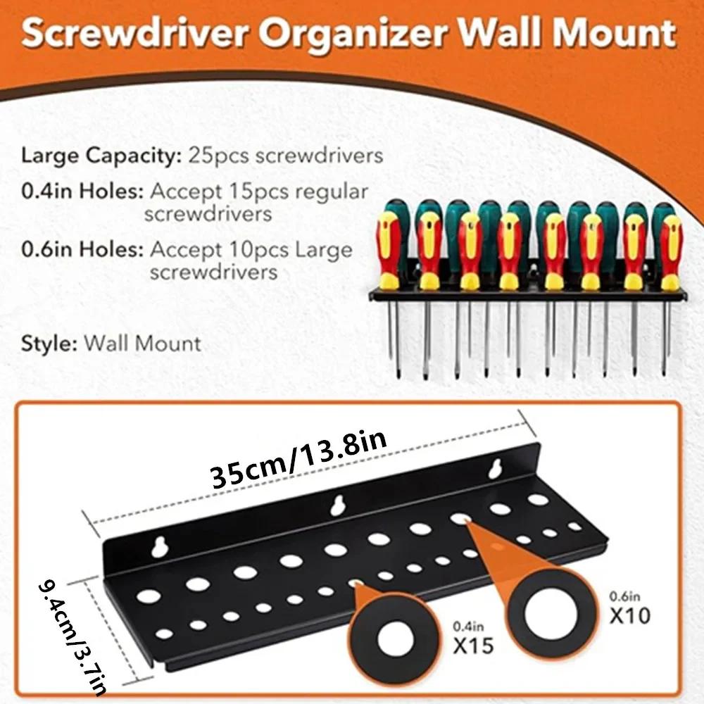 Wall Mount Hardware Tool Hanger Screwdriver Organizer, Pliers Holder,Wrench Organizer Wall Tool Organizer Space-Saving Black Screwdriver Holder