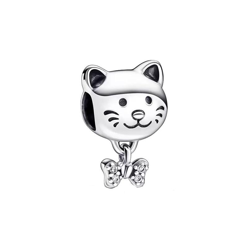 Cute Cat Dogs Charms Fit Fashion Original Bracelets Pet Paw 925 Silver Bulldog Schnauzer Akita Dog Beads DIY Jewelry Making
