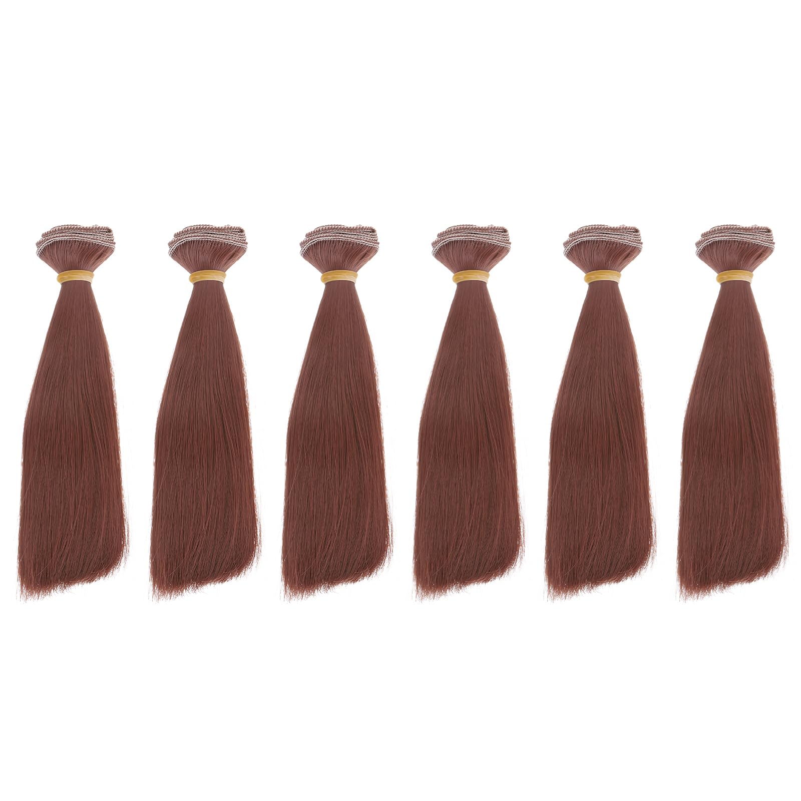 

PATIKIL Набор для изготовления кукольных волос из шелка 15 см, прямые кукольные волосы, DIY ручная работа, красно-коричневые 6 париков, высокотемпературные парики, аксессуары,