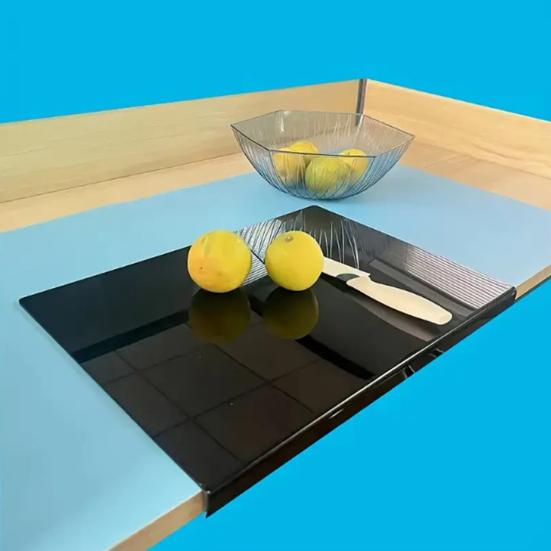 Acrylic Cutting Board with Counter Lip 16x12 Inch Non-Slip Clear Kitchen Chopping Boards for Countertop Protector Apartment Essentials