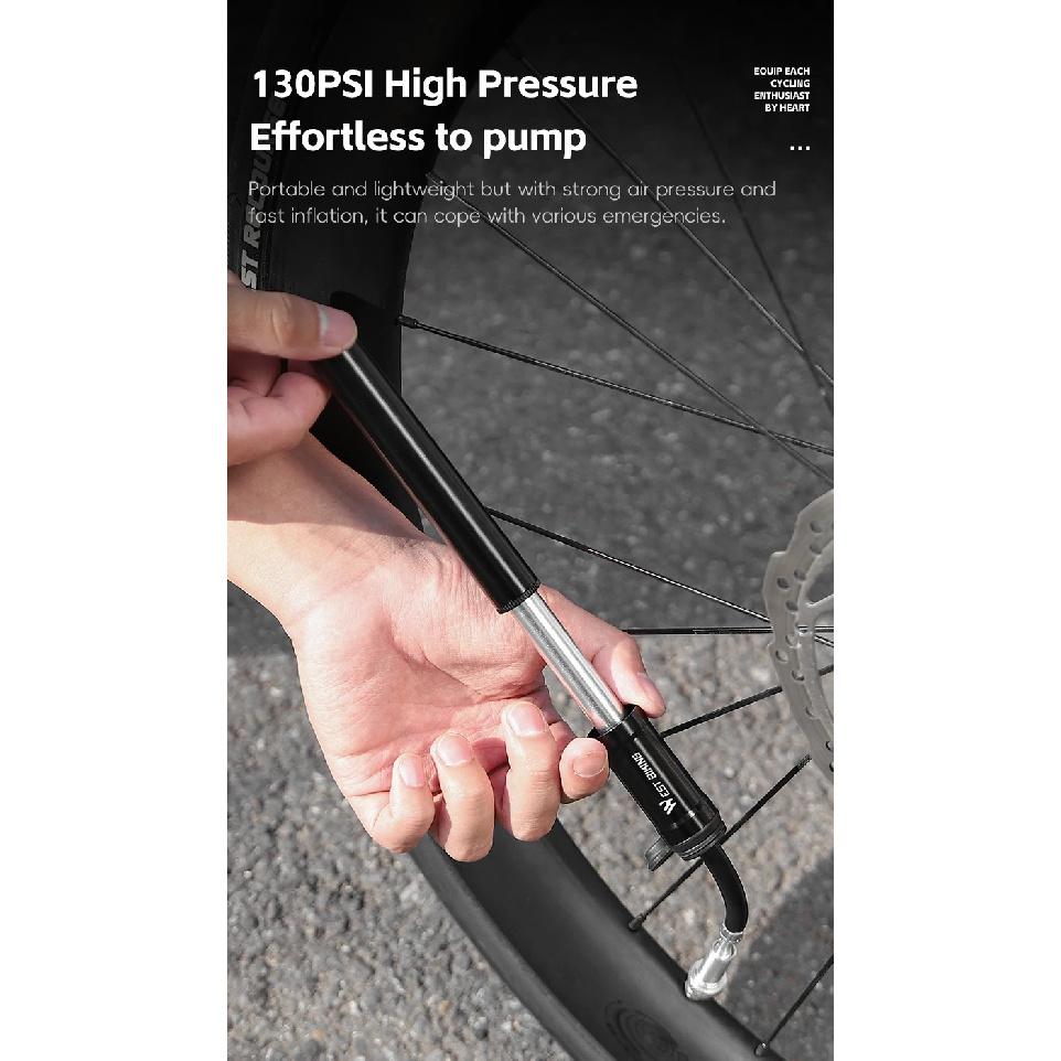 WEST BIKING Tragbare Fahrradpumpe 130 PSI Hochdruck Mit Schlauch Aluminium Mini Presta/Schrader Ventil Fahrrad Aufpumper MTB Rennrad