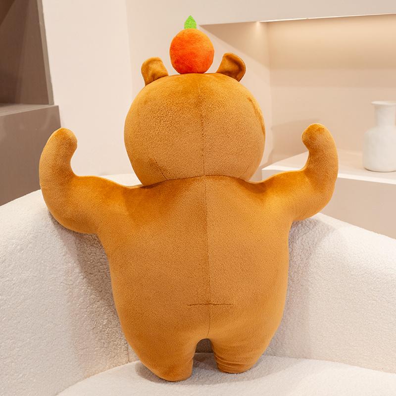 Capybara Plush Toy with Creative Muscle Design Huggable Strong Tiny Head Soft Gym Decor Adorable Funny Gift