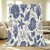 Ocean Themed Flannel Blanket Lightweight Soft Blue & White Throw for Home, Sofa, Window Seat, Halloween & Christmas Decor & Warmth