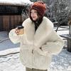 Donna Neve Caldo Cappotti Invernali Cotone Imbottito Piumino Streetwear Collo in Ecopelliccia Spesso Corto Imbottito Cotone Donna Base