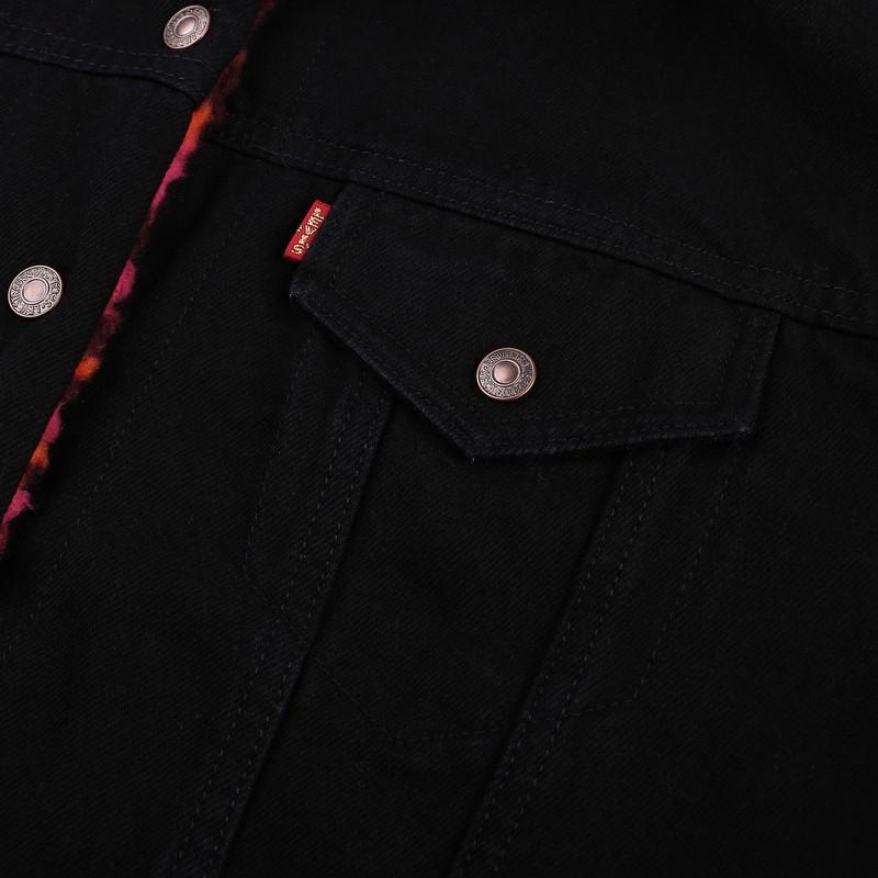 Levis Solid Color Button-Down Casual Long Sleeve Denim Jacket Women Jackets Black 17356-0000