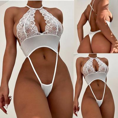 Women's Fashion Sexy Lace One-piece Set Suit Solid Color Wireless Bra Sexy Underwear Panties