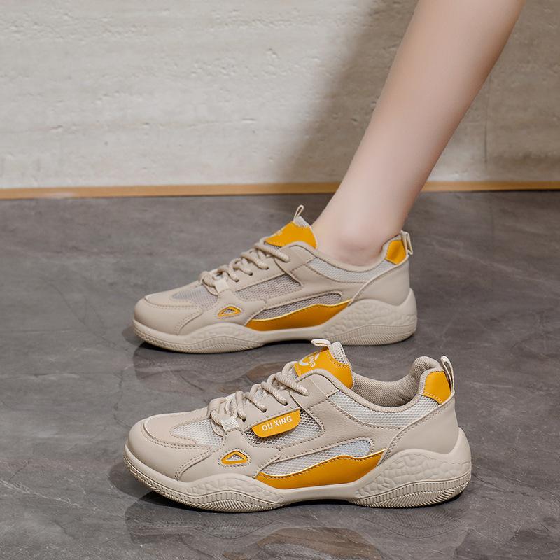 2025 summer new Korean ins breathable little white shoes women's hollow casual board shoes thick-soled versatile muffin shoes foreign style