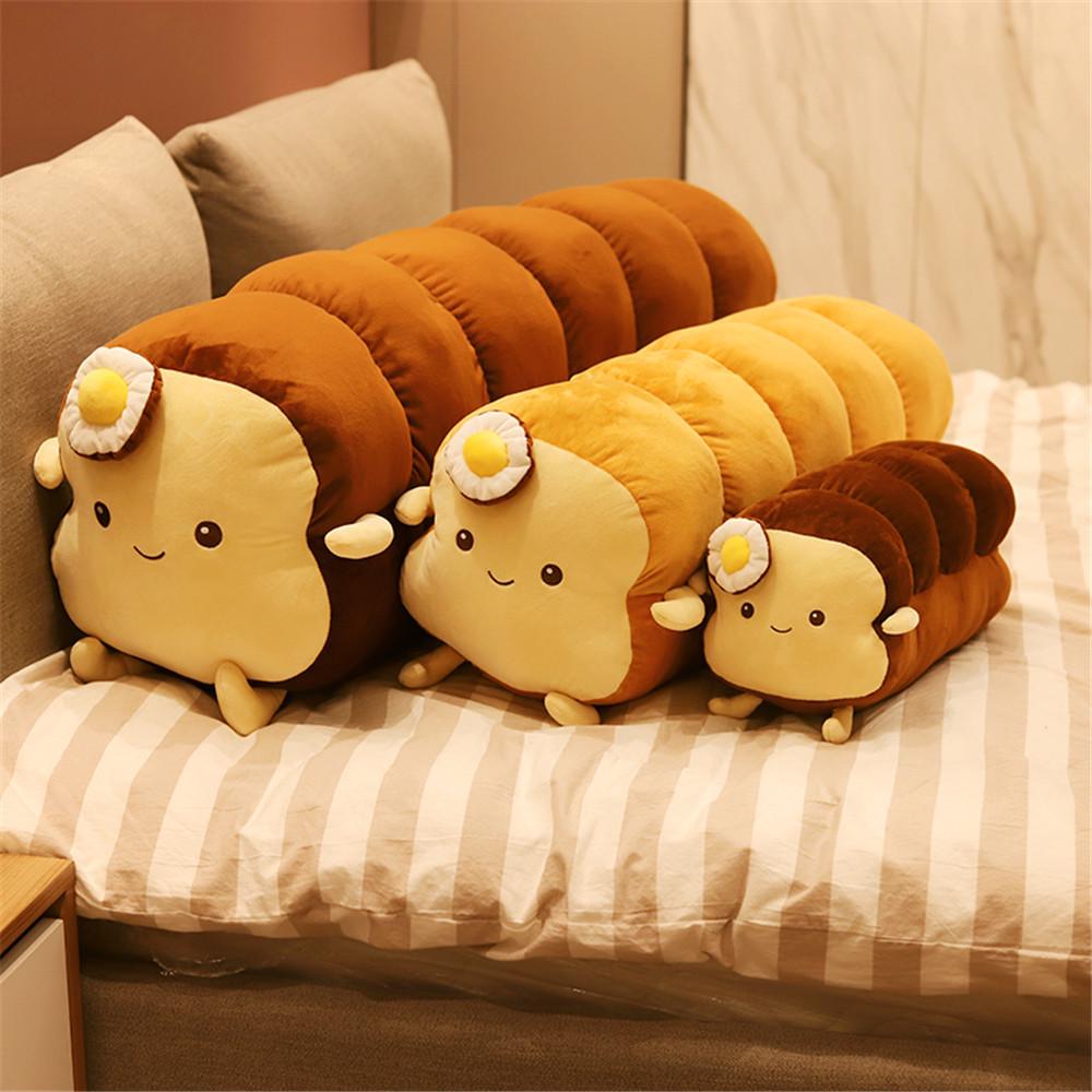 Cuscino Peluche Creativo Uovo Fritto su Toast: Cuscino a Forma di Striscia Lunga per Abbracciare per Ragazze