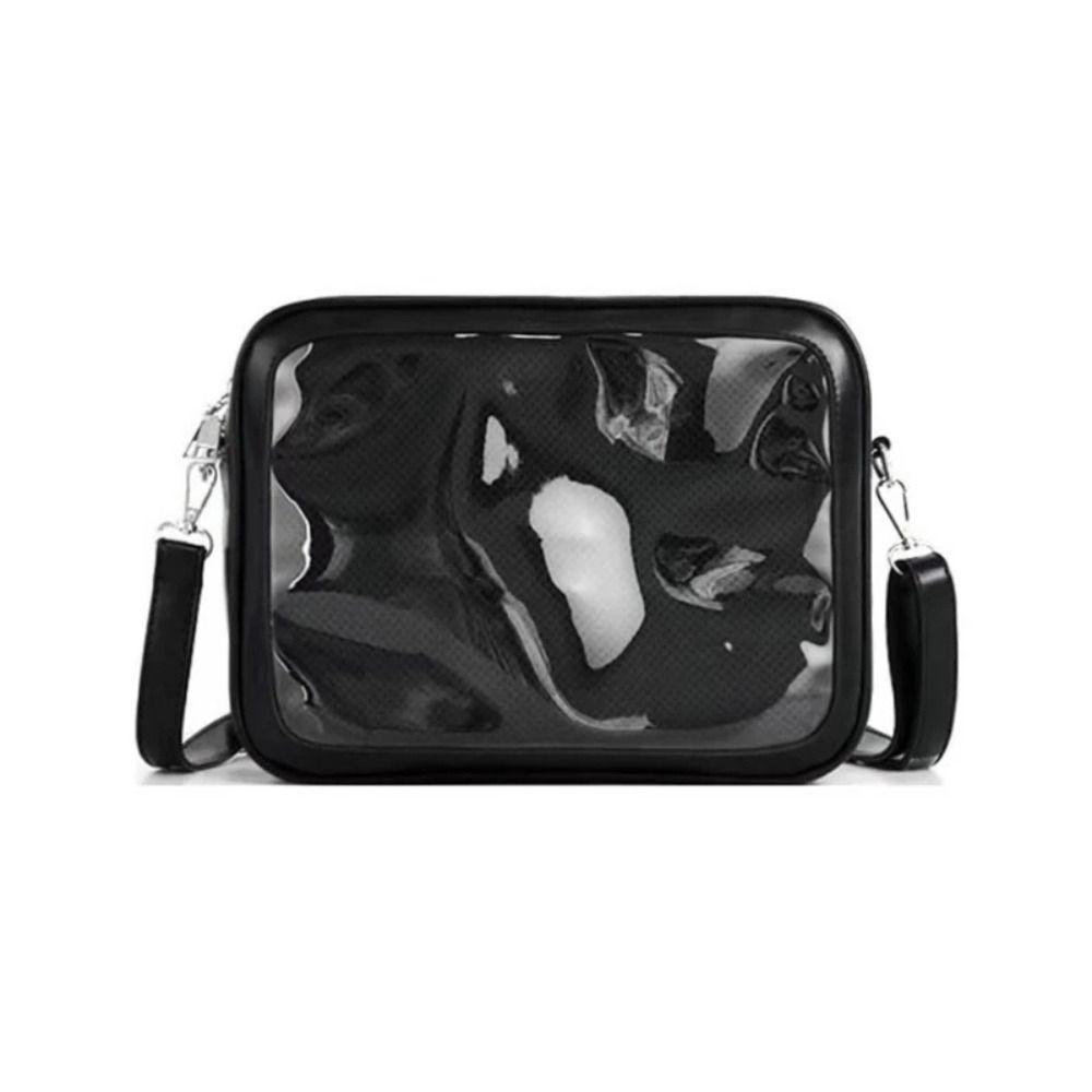

PU Transparent Bags Cotton Doll Bag Shoulder Bag Portable Solid Color Itabag Travel чорний