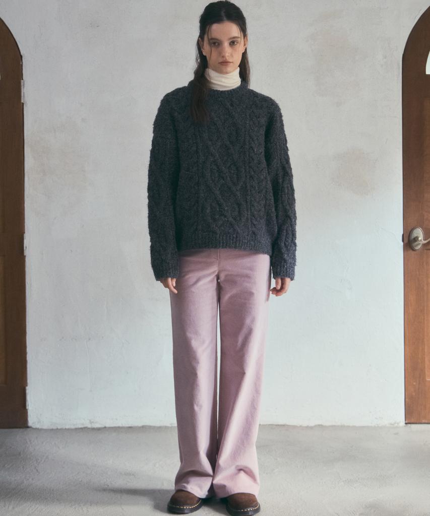 Aueonoseuteljia Homely Cable Knit_Charcoal(O25-Kn28)