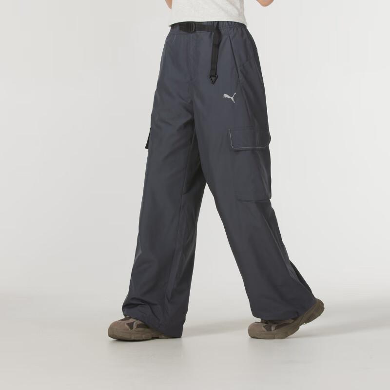 Puma Lace-Up Breathable Solid Color Loose Multi-Pocket Cargo Pants Women pants Gray 629735-69