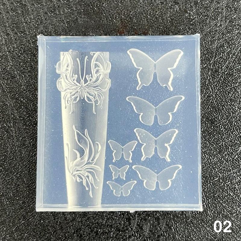 

1 шт. Силіконова форма для нігтів Сніжинка Метелик Квітка Французький стиль 3D рельєф Шаблон для нігтів DIY Прикраси для нігтів Форма для нігтів