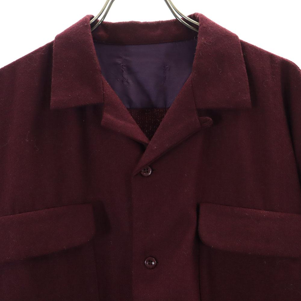 VINTAGE 50s 60s Open collar Long sleeve Open collar shirt Bordeaux Men's Used