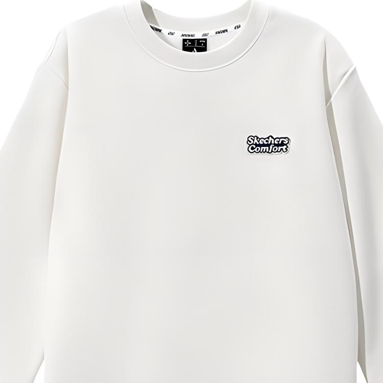 Skechers Laughing Monster Casual Series Versatile Knitted Loose Long Sleeve Sweatshirt Unisex sweatshirt Cotton-Candy-White L424U065-0074