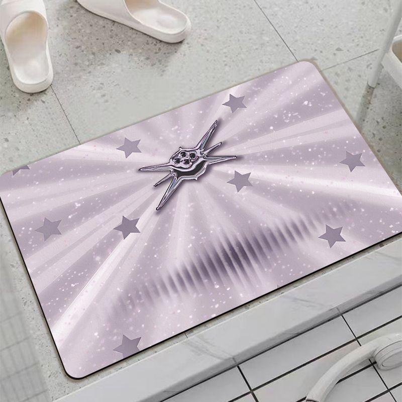 Pink Star Bathroom Floor Mat Household Bathroom Door Personalized Soft Cushion Diatom Mud Creative Illustration Absorbent
