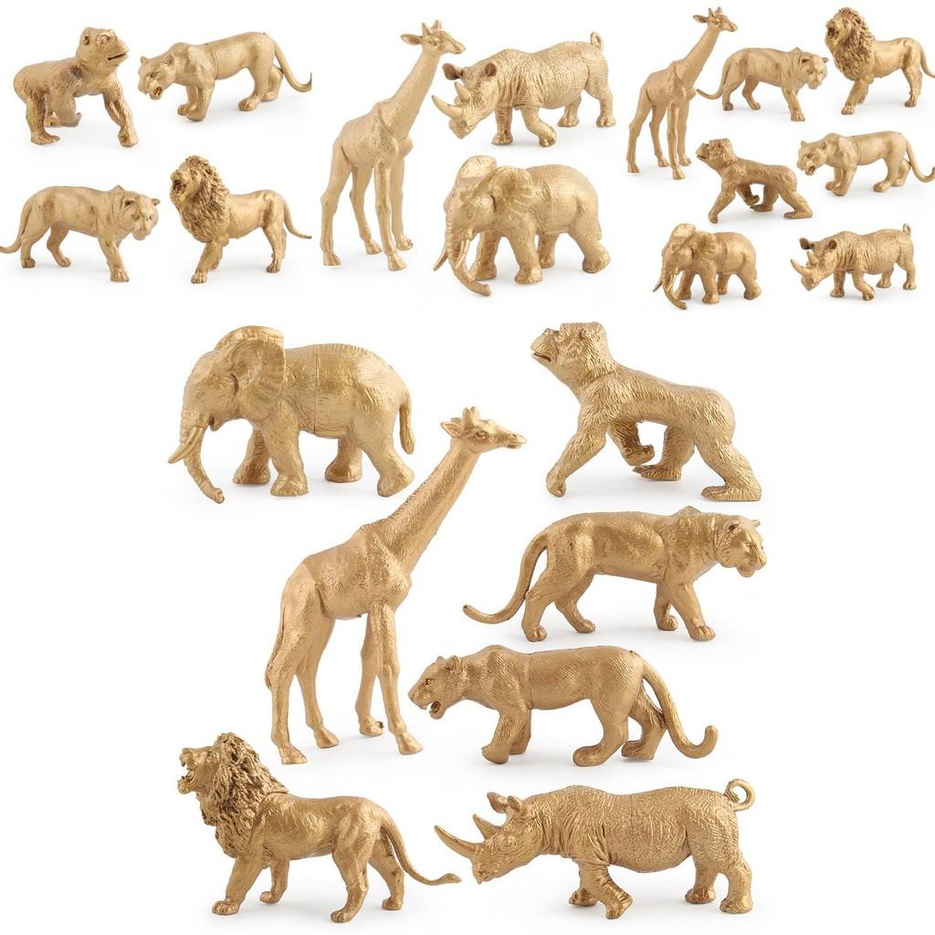 Gold Animal Figurine With Pliable Plastic Wildlife Model For Gift And Collection Display